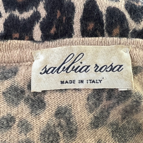 sabbia rosa Leopard Print Cardigan made in italy Lana/Angora w/velvet decoration - Picture 7 of 11